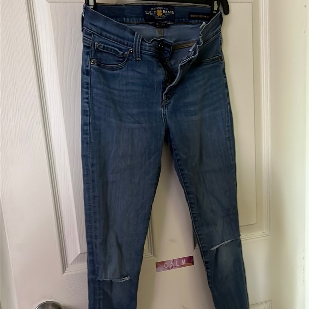 Lucky Brand Blue Skinny Jeans with Distressed Knees